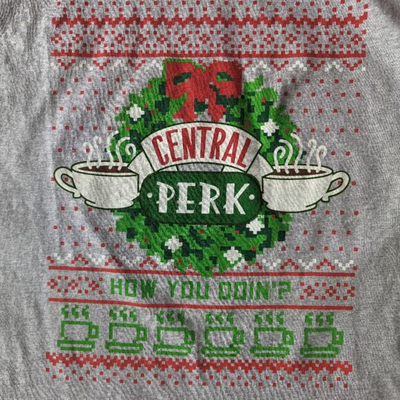 Friends Central Perk Gray Ugly Christmas Tee Shirt sz XL New - Picture 3 of 3